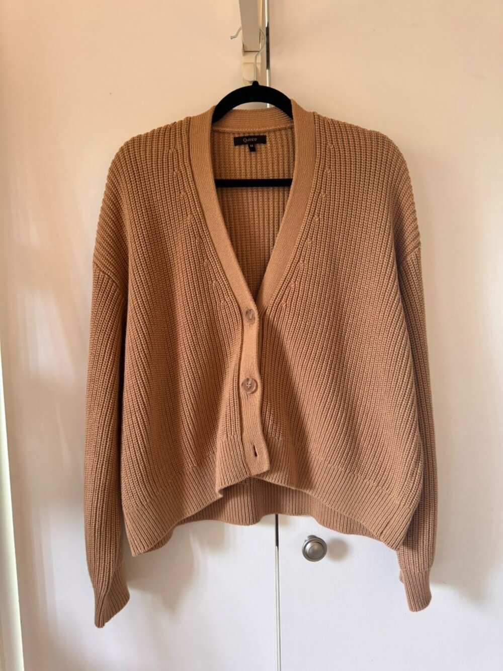 Quince 100% Organic Cotton Fisherman Boxy Cropped Cardigan - Size M - Picture 3 of 5